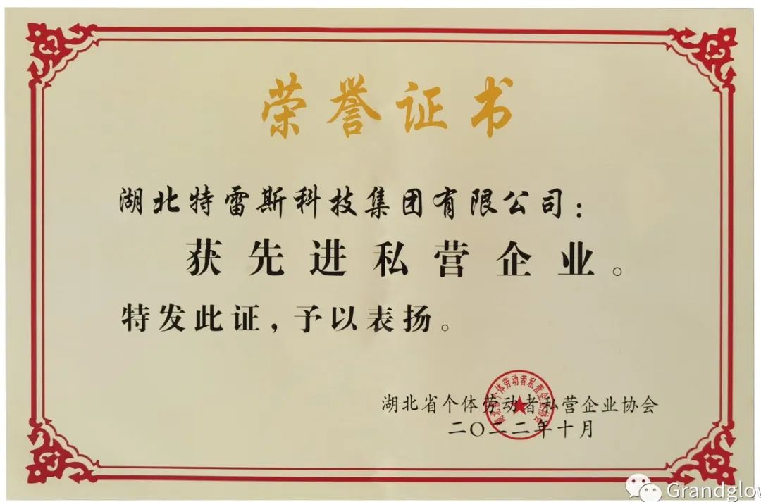 喜讯┃恭喜我司集团公司-特雷斯集团荣获“先进私营企业”-乐盈welcome